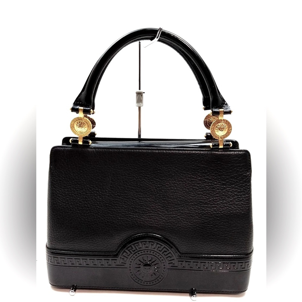 AUTHENTIC Versace  Italian leather Elegant Black Handbag